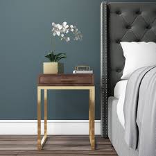 Walnut And Gold 1 Drawer Bedside Table With Gold Legs Master Bedrooms Decor Bedside Table Brass Bedside Table