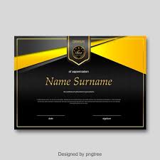 Black And Yellow Logo Background Black Yellow Ribbon Personal Honor Certificate Certificate Design Template Certificate Of Achievement Template Certificate Background