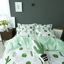 Amazon Com Auvoau Simple Cactus Bedding Children S Cartoon Duvet Cover Set Girl Bedding Set 4pc Twin 1 Home Bed Linens Luxury Bedding Sets Duvet Bedding