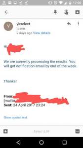 And tak lama kemudian dapat one email yang mengatakan dengan dukacitanya aku gagal untuk ke stage 2 dalam pemilihan yayasan khazanah scholar ni (dia ada banyak stage). Yayasan Khazanah Scholarship 2017