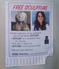 It makes things a lot less complicated. Someone Sculptured Their Girlfriend Out Of Soylent Soylent