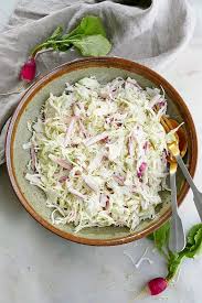 Greek Yogurt Coleslaw With Radishes Recipe In 2020 Coleslaw Summer Vegetable Recipes Veggie Recipes Healthy