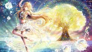 Download Wallpaper Water Tree Elf Ears Anime Art Girl Riyun Section Mood In Resolution 1360x768 Producao De Arte Menina Anime Anime