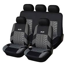 Autoyouth Tire Track Detail Full Set Seat Covers Car Interior Accessories Universal Fit 9pcs Black Gray R In 2020 Car Seats Leather Car Seat Covers Carseat Cover