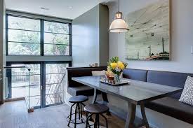 modern dining room with banquette