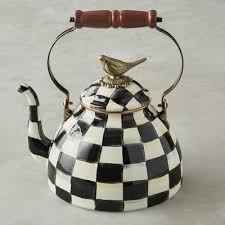 Black And White Checkered Tea Kettle Mackenzie Childs Tea Kettle 3 Qt Checkered In 2020 Mackenzie Childs Tea Kettle Kettle
