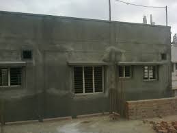 You will have to prepare the wall and allow for curing and drying time between applications of plaster. Simple House Front Plaster Design