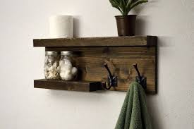 Modern Bathroom 2 Tier Floating Shelf Towel Rack Bronze Robe Hooks Coat Rack Rustic Dark Wal Floating Shelves Bathroom Floating Shelves Rustic Bathroom Shelves