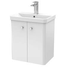 Wall hung bathroom vanities on sale. Cruze 500mm Curved Gloss White Wall Hung Vanity Unit Victorian Plumbing Uk