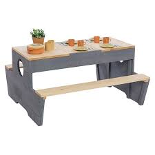 Muddy Buddy Kinder Sitzgruppenset Creator L X B X H 100 X 90 X 50 Cm Holz Natur Wolkengrau Kinderspieltisch Basteltisch Spieltisch