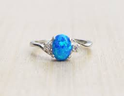 Blue Opal Ring Dark Blue Opal Ring Silver Blue Opal Ring Opal Engagement Ring Promise Ring Sapp Engagement Rings Opal Silver Opal Ring Blue Opal Ring