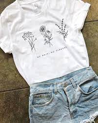 Velvet trim on sleeves and waist. No Rain No Flowers Eco Tee Wholesome Culture No Rain No Flowers Flower Shirt Tshirt Designs