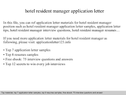 Hotel Resident Manager Application Letter