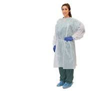 Tie Back Isolation Gown Elastic Cuff - White (Sale)