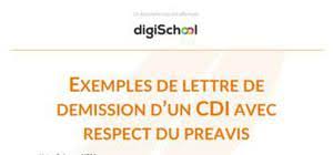 La durée de ce préavis varie selon les secteurs. Lettre De Demission D Un Cdi Avec Respect Du Preavis Modele Gratuit