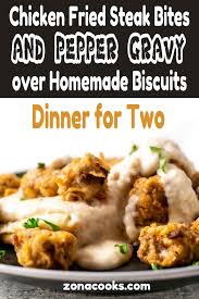 Check spelling or type a new query. Chicken Fried Steak Bites And Pepper Gravy With Homemade Biscuits Steak Bites Chicken Fried Steak Stuffed Peppers