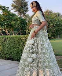 Presenting Pastel Green Embroidered Bridal Lehenga Choli Vastraqueen Check latest price, exclusive collection & offers at peachmode. vastraqueen