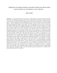 Modeling the water budget and salinity concentration of Walker Lake while  increasing ecosystem health by way of desalination o