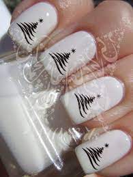 Christmas Xmas Nail Art Black Christmas Tree Water Decals Nail Transfers Wraps Xmas Nails Egyptian Nails Flower Nails