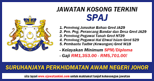 Rakyat negeri johor darul ta'zim dan warganegara malaysia adalah dipelawa untuk memohon bagi mengisi kekosongan jawatan kosong suruhanjaya perkhidmatan awam negeri johor seperti berikut : Jawatan Kosong Suruhanjaya Perkhidmatan Awam Negeri Johor Spaj Ejawatankini Com