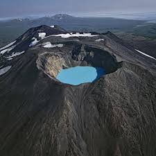 The Lake In The Crater Of The Maly Semiachik Volcano On The Kamchatka Peninsula Has An Acidity Level With A Ph Value Belo Aerial Photography Aerial Images Geology