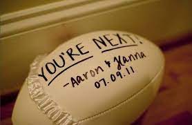 Throw The Garter On A Football Cause No Man Ever Drops A Football Love This Idea By Leta Football Wedding My Wedding Day Cute Wedding Ideas
