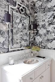 Black And White Powder Room Wallpaper Black And Silver Chinoiserie Powder Room Wallpaper Transitional Bathroom Powder Room Decor Powder Room Design Powder Room Wallpaper