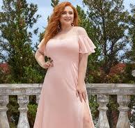 Cold Shoulder Plus Size Wholesale Chiffon Bridesmaid Dress