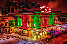 Denver's historic union station is a beaux arts masterpiece located on the edge of the city's central business district. Holiday Lighting Of Union Station Denver From Above Photograph By Teri Virbickis