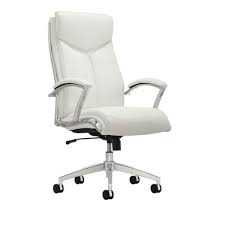 Realspace Modern Comfort Verismo Bonded Leather Executive High Back Chair White Chrome In 2020 White Office Chair Office Chair Best Office Chair