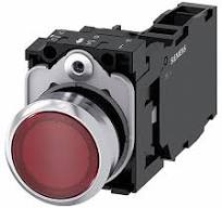 SIEMENS Illuminated Push Button: Illuminated, Flush Profile, Non-Metallic,  22 mm, 1NO/1NC