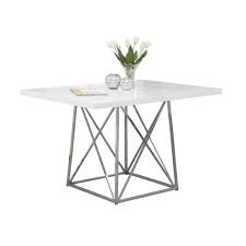 Monarch Dining Table 36 X 48 White Glossy Chrome Metal Walmart Com White Dining Table Dining Table Modern Dining Table