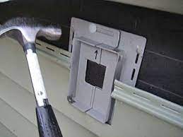 Recessed soffit lighting can dramatically transform the presentation of your home. Installing A Exterior Light In Existing Vinyl Siding Home Improvement Stack Exchange