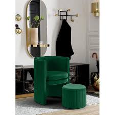 Free returns · order drive up · order pickup Meridian Furniture Selena Velvet Accent Chair And Ottoman Set In Green 555green