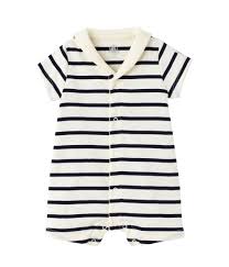 Petit Bateau Combicourt Bebe Raye Col Vareuse 29 00 Vetement Naissance Vetement Enfant Short Raye