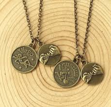 This friendship isn't vapid or shallow in the least bit. Custom Personalized Zodiac Necklace Friendship Necklace Best Friend Gift Couple Necklace Aries Taurus Gemini Cancer Leo Virgo Libra Scorpio Sagittarius Capricorn Aquarius Pisces Amazon Ca Handmade Products