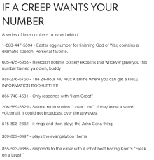 A List Of Fake Phone Numbers You Can Give Out As Yours In Case A Creep Won T Leave You Alone Funny Phone Numbers Funny Numbers To Call Funny Numbers