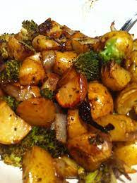 Roasted Balsamic Potatoes Onions And Broccoli Vegetable Recipes Balsamic Potatoes Recipes