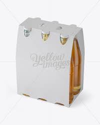 White Paper 6 Pack Beer Bottle Carrier Mockup 3 4 View High Angle Shot In Bottle Mockups On Yellow Images Object Mockups