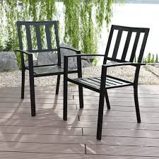 Mf Studio Metal Patio Outdoor Dining Chairs Set Of 2 Stackable Bistro Deck Chairs For Garden Backyard Lawn Support 300lb Black Walmart Com Patio Dining Chairs Outdoor Dining Chairs Backyard Chairs