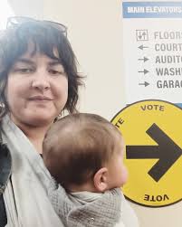 Baby Charlie says rock the vote 🍁 ❤️ polls open till 8:30pm