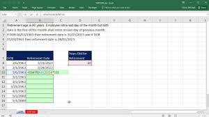 Excel Magic Trick 1270 Calculate Retirement Date With Edate And Eomonth Functions
