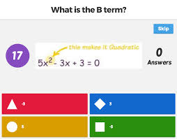 Math By Kahoot Algebra Kahoot Math Games Middle School Algebraic Expressions Quadratics
