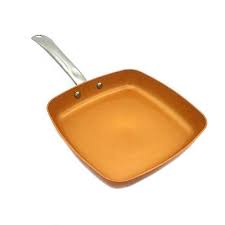 New Copper Pan 10 Inch Nonstick Deep Square Induction Fry Pan With Glass Lid Dishwasher Safe Oven Safe Square Pan Set For H Copper Pans Deep Square Oven Safe