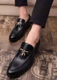 Black Tassel Buckle Leather Slip On Dress Shoe Formal Shoes For Men Slip On Dress Shoe Leather Shoes Men