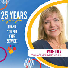 Today we want to recognize Ms. Paige Oden, director of the Visual Arts  Conservatory, for her many years of service! She joined the OCSA family in  1991 while she also completing her