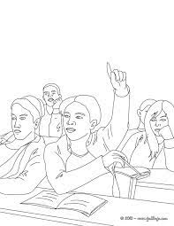 Dibujos Para Colorear Una Alumna Levantando La Mano Es Hellokids Com