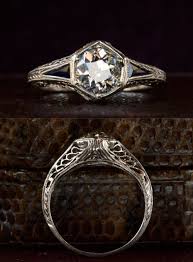 Eriebasin Art Deco Engagement Ring Filigree Engagement Ring Wedding Rings Vintage
