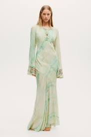 Embellished patterned dress - Mint green/Patterned - Ladies | H&M SG
