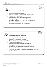 Grundschule Unterrichtsmaterial Deutsch Lesestrategien Sachtexte Texterschliessung Stichworter Zu Einem Text Finden